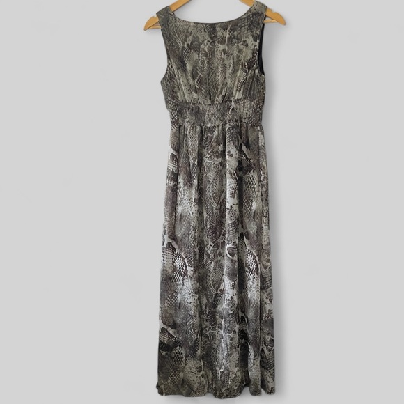 Anthropologie Chaudry Womens Maxi Dress Size Small Snake Print Sleeveless Lined - Picture 2 of 10